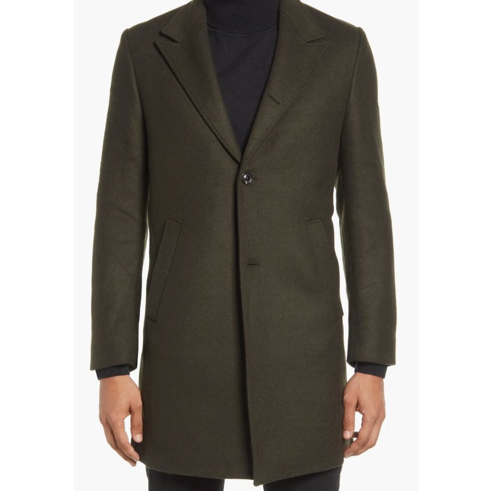 NWOT Billy Reid Wool Blend Car Coat, Dark Olive, Size Medium